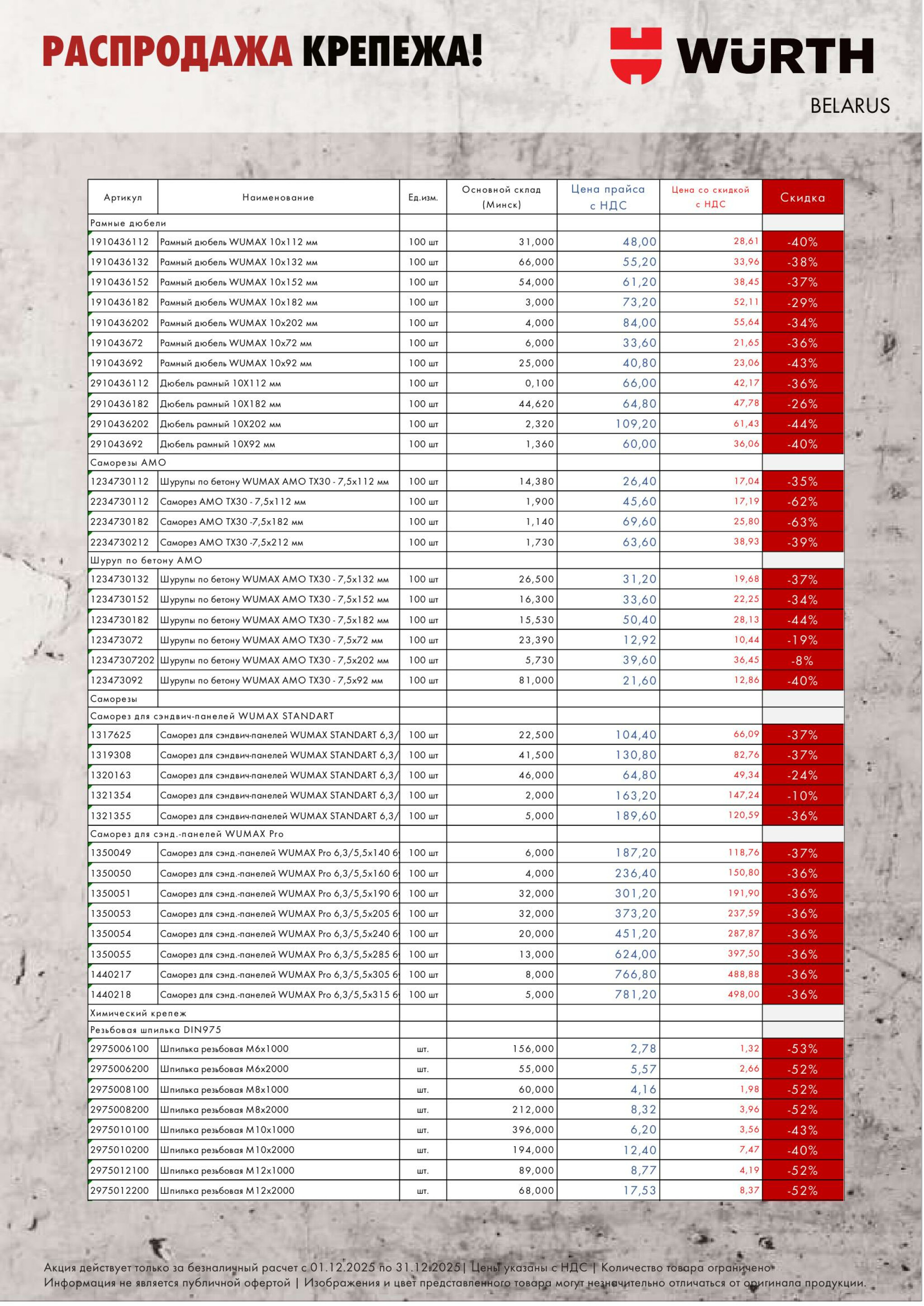 Акция - Распродажа крепежа АДТ!(Производится обслуживание только юридических лиц по безналичному расчету) 1  - 31 Декабря 2025 10